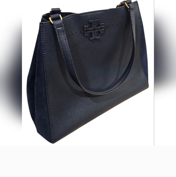 Tory Burch **BEAUTIFUL** Navy Blue McGraw Womens Leather/Suede Small Bucket Bag - Picture 12 of 13